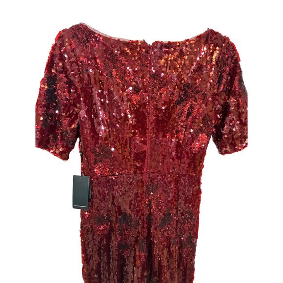 NWT Adrianna Papell Women's Square-Neck Sequin Gown Event Glam Glitz Sparkle 2 - Picture 6 of 8